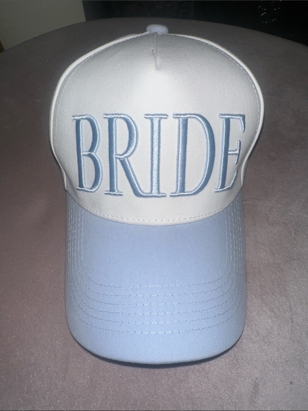Bride Embroidered Two-Tone Baseball Cap - Light Blue & White